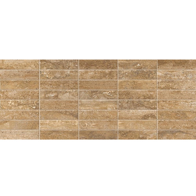 Bosa Marbled Brown Mosaic Wall Tile (Gloss - 200 x 500mm) Large Image