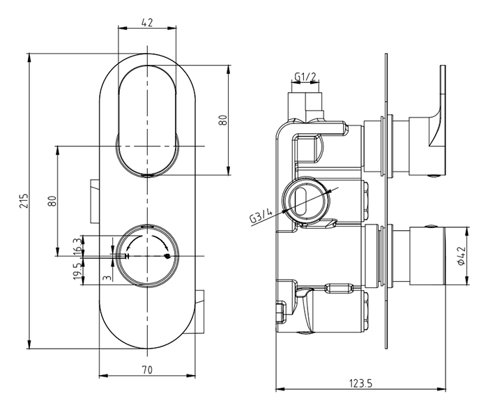 Bosa Modern Shower Package with Concealed Valve + Round Rainfall Head