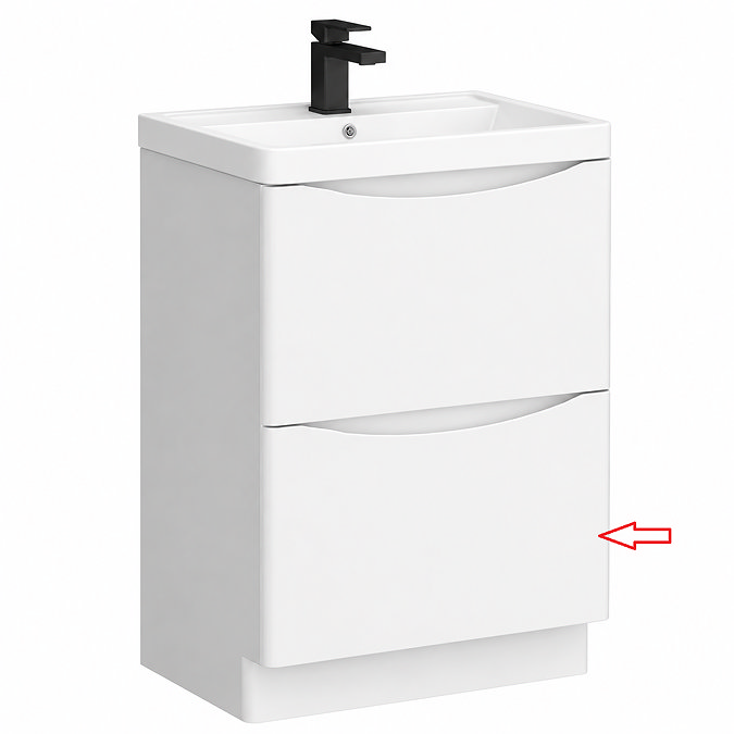 Bottom Drawer Front for Monza 600mm Floor Drawer Vanity Unit Gloss White