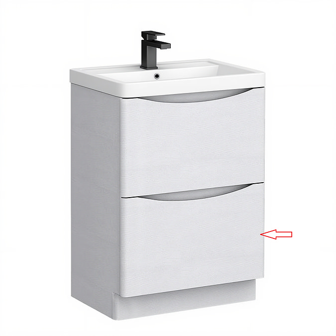 Bottom Drawer Front for Monza 600mm Floor Drawer Vanity Unit White Ash