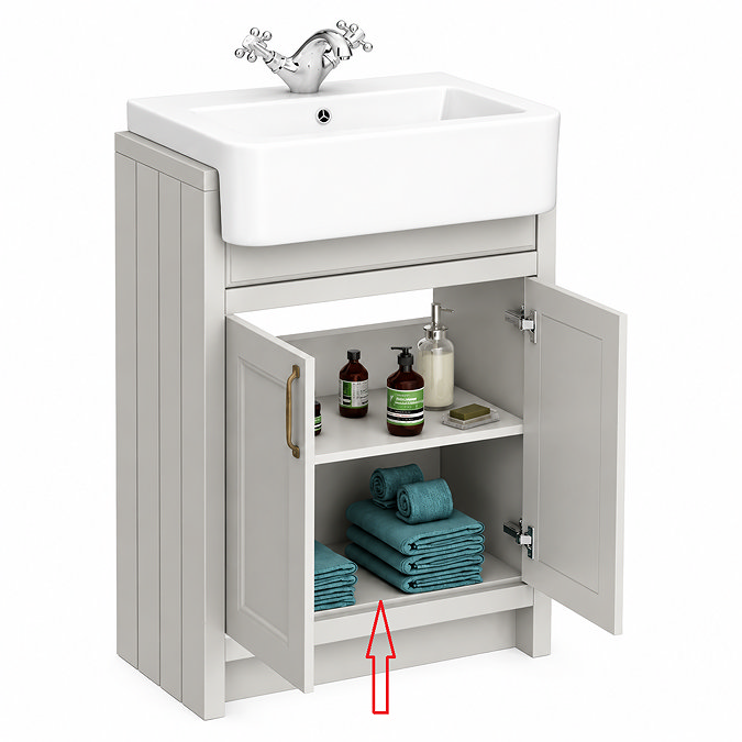 Bottom Shelf for Chatsworth 600mm Grey Semi Recessed Basin Unit
