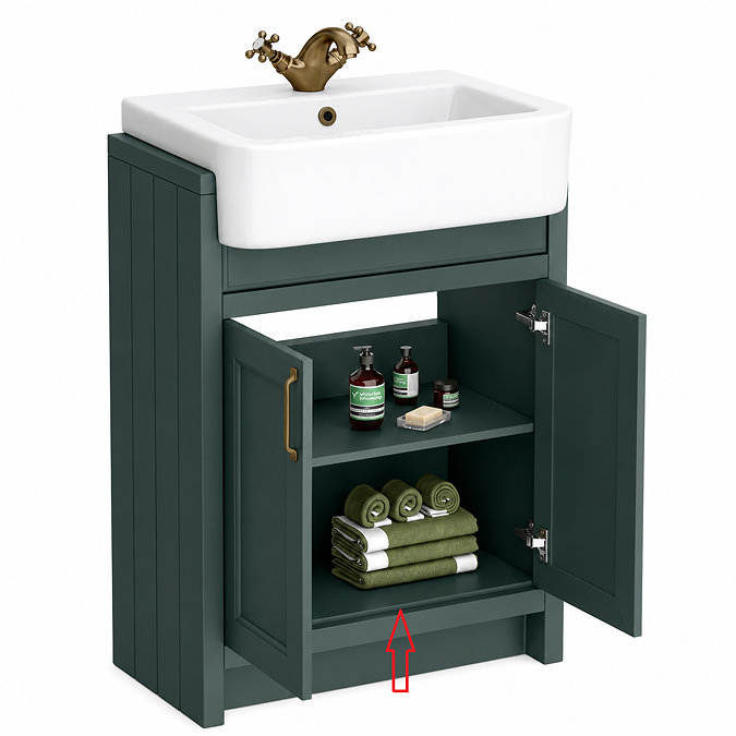 Bottom Shelf for Chatsworth 600mm Semi Recessed Green Basin Unit