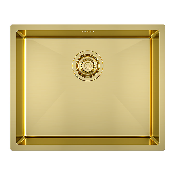 Bower 1.0 Bowl Brushed Brass Undermount Stainless Steel Kitchen Sink + Waste (540 x 440mm)