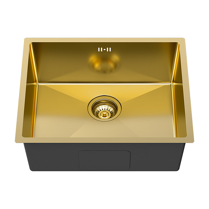 Bower 1.0 Bowl Brushed Brass Undermount Stainless Steel Kitchen Sink + Waste (540 x 440mm)