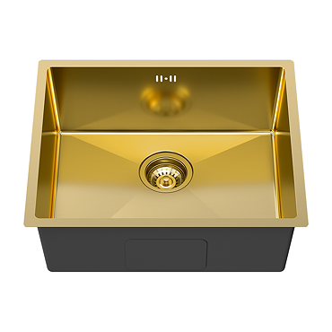 Bower 1.0 Bowl Brushed Brass Undermount Stainless Steel Kitchen Sink + Waste (540 x 440mm)