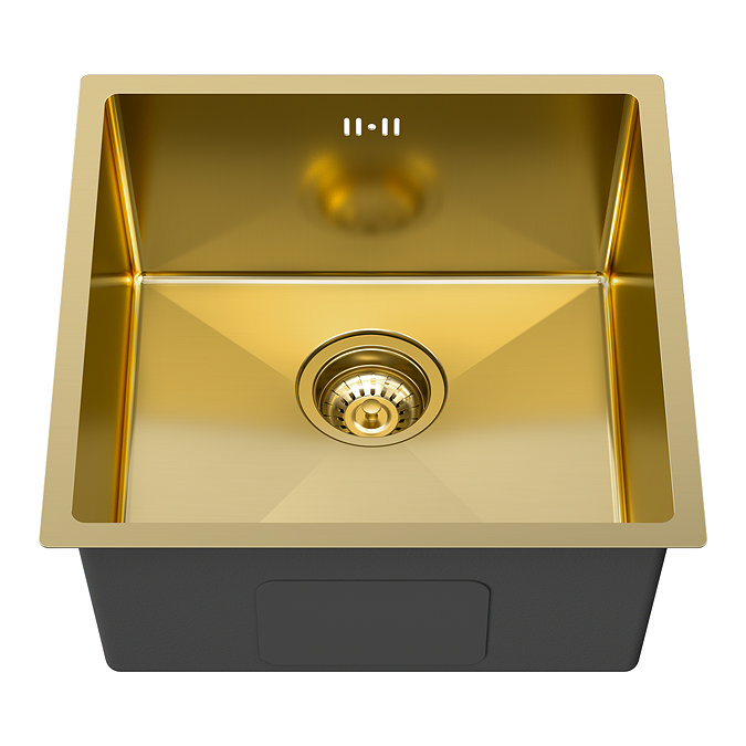 Bower 440 x 440 Brushed Brass 1.0 Bowl Undermount Stainless Steel Kitchen Sink incl. Basket Strainer Waste