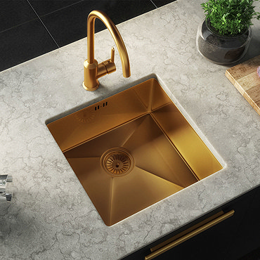 Venice 1.0 Bowl Brushed Gold Undermount Stainless Steel Kitchen Sink + Waste