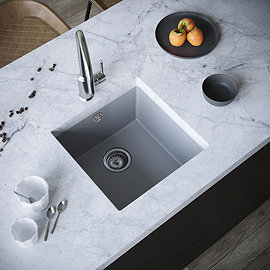 Venice 1.0 Bowl Matt Grey Inset or Undermount Composite Kitchen Sink Large Image