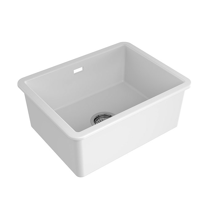 Bower 1.0 Bowl White Ceramic Undermount Kitchen Sink + Waste