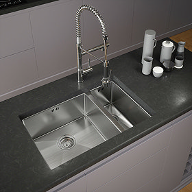 Venice 1.5 Bowl Inset or Undermount Stainless Steel Kitchen Sink + Wastes Large Image