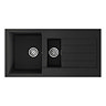Venice 1.5 Bowl Matt Black Composite Kitchen Sink + Chrome Wastes  Profile Large Image
