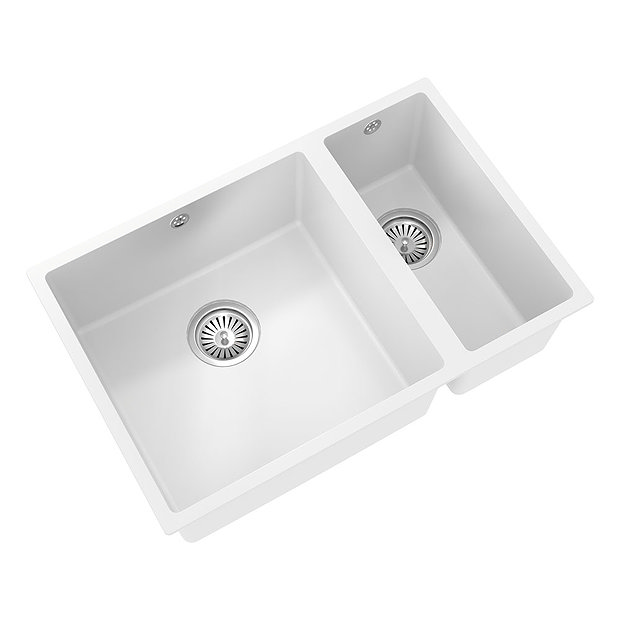 Venice 1.5 Bowl Matt White Inset or Undermount Composite Kitchen Sink  Feature Large Image