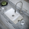 Venice 1.5 Bowl Matt White Inset or Undermount Composite Kitchen Sink Large Image