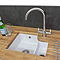 Bower 1.5 Bowl White Ceramic Undermount Kitchen Sink + Wastes
