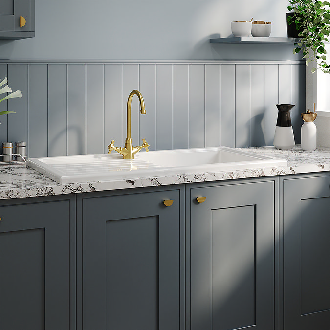 Bower 1010 x 525mm White Ceramic 1.0 Bowl Kitchen Sink