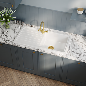 Bower 1010 x 525mm White Ceramic 1.0 Bowl Kitchen Sink