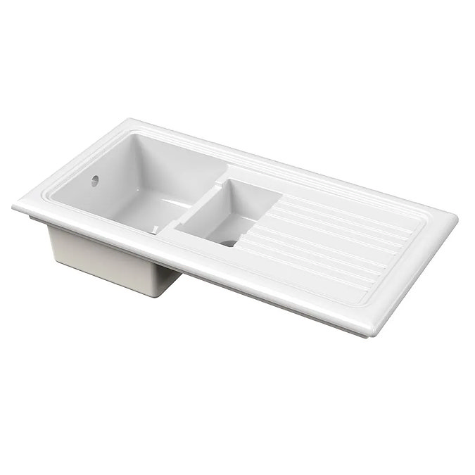 Bower 1010 x 525mm White Ceramic 1.5 Bowl Kitchen Sink