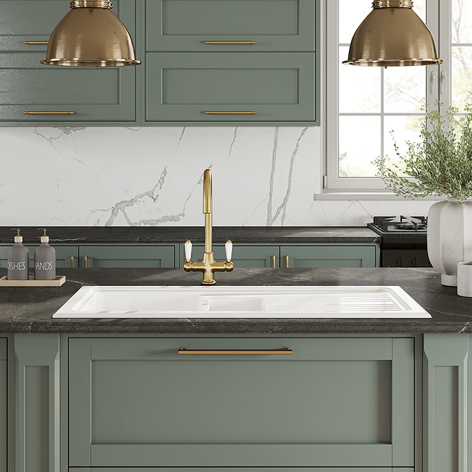 Bower 1010 x 525mm White Ceramic 1.5 Bowl Kitchen Sink