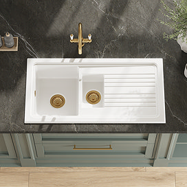 Bower 1010 x 525mm White Ceramic 1.5 Bowl Kitchen Sink