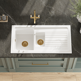 Bower 1010 x 525mm White Ceramic 1.5 Bowl Kitchen Sink