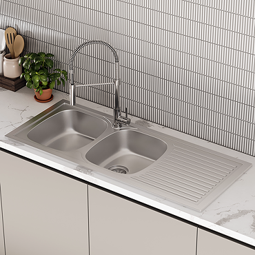 Bower 1200 x 500mm Stainless Steel 2.0 Bowl Kitchen Sink