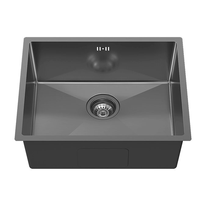 Bower 540 x 440 Brushed Gunmetal 1.0 Bowl Undermount Stainless Steel Kitchen Sink + Waste