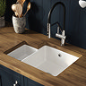 Bower 549 x 441mm 1.5 Bowl White Ceramic Undermount Kitchen Sink RH