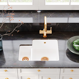 Bower 549 x 441mm 1.5 Bowl White Ceramic Undermount Kitchen Sink RH