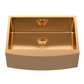 Bower 600 x 450 Brushed Copper Curved Stainless Steel Belfast Kitchen Sink + Waste