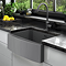 Bower 600 x 450 Brushed Gunmetal Curved Stainless Steel Belfast Kitchen Sink + Waste