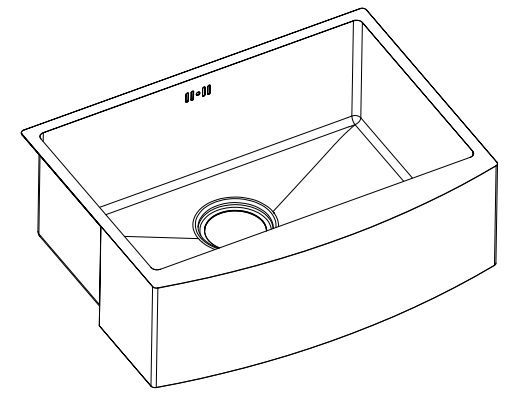 Bower 600 x 450 Brushed Stainless Steel Curved Belfast Kitchen Sink + Waste