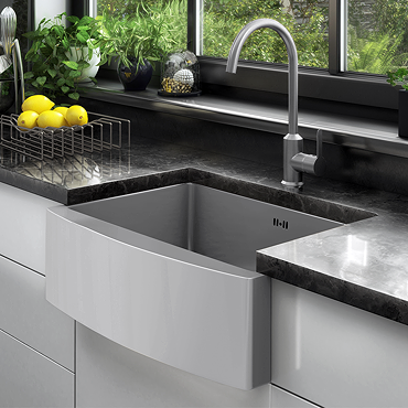 Bower 600 x 450 Stainless Steel Belfast Sink, Waste & Trap Brushed Steel