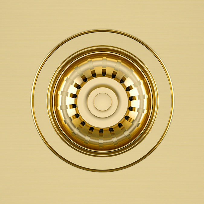Bower 760 x 500 Brushed Brass Curved Stainless Steel Belfast Kitchen Sink + Waste