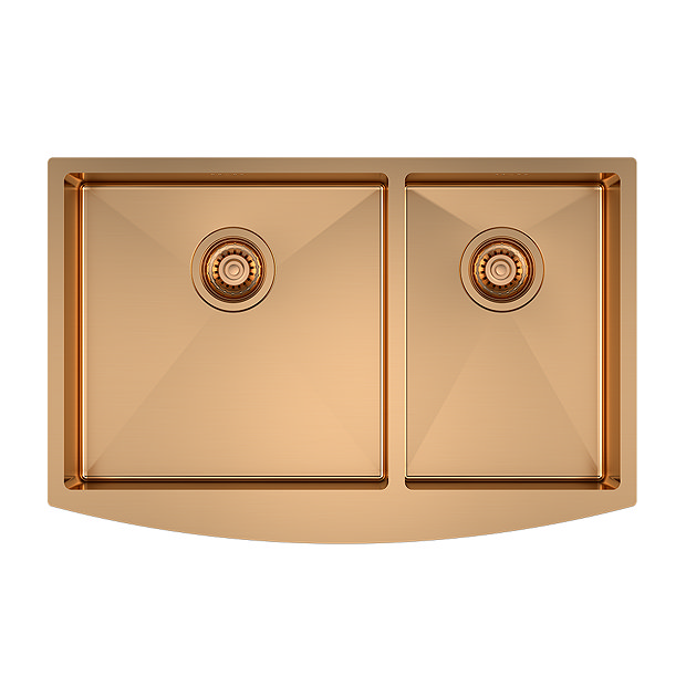 Bower 760 x 500 Brushed Copper Curved Double Bowl Stainless Steel