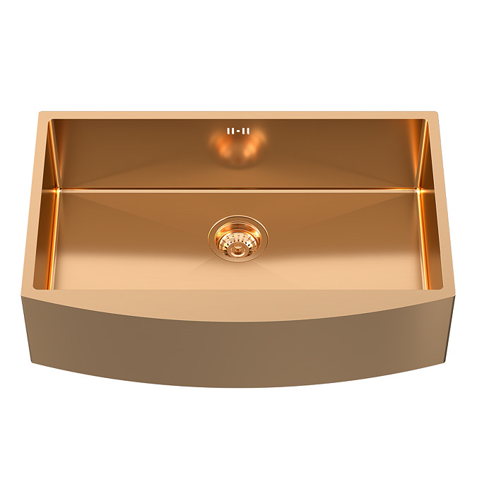 Bower 760 x 500 Brushed Copper Curved Stainless Steel Belfast Kitchen Sink + Waste