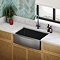 Bower 760 x 500 Brushed Gunmetal Curved Stainless Steel Belfast Kitchen Sink + Waste