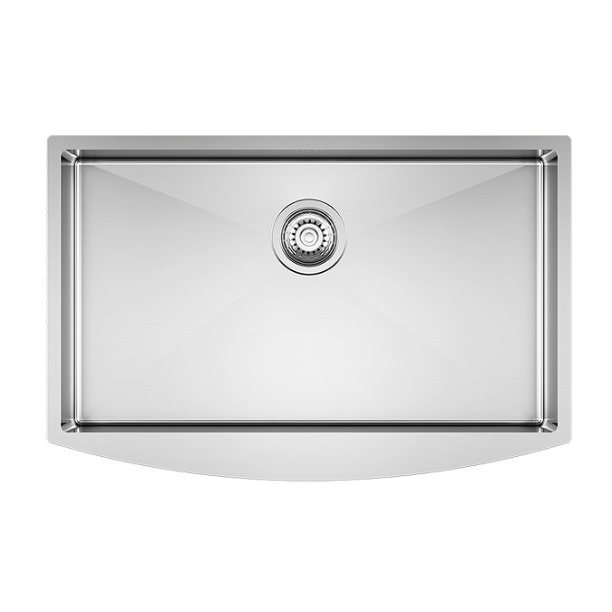 Bower 760 x 500 Brushed Stainless Steel Curved Belfast Kitchen Sink + Waste