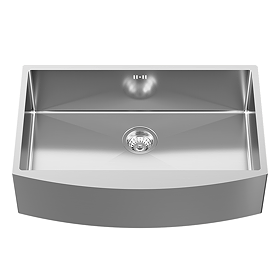Bower 760 x 500 Brushed Stainless Steel Curved Belfast Kitchen Sink + Waste