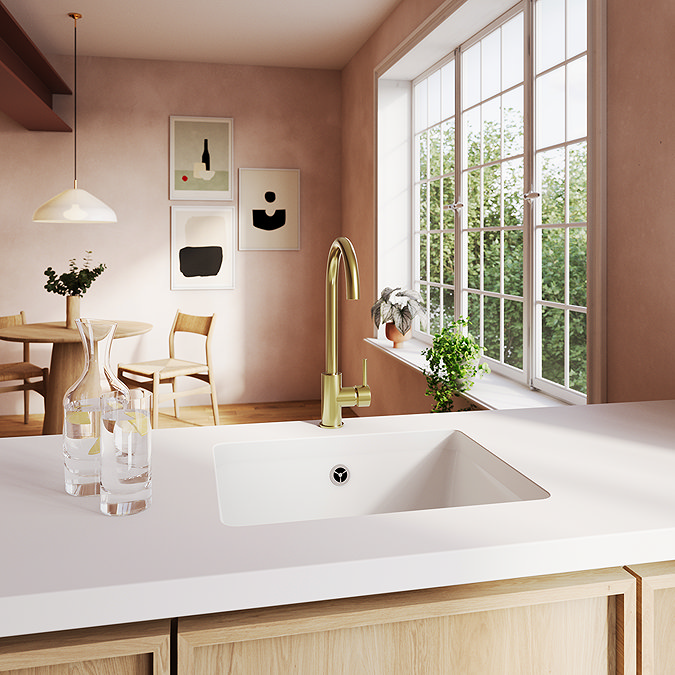 Bower Alberta Brushed Brass Kitchen Tap with Undersink Water Purifier - Filtered Cold Water