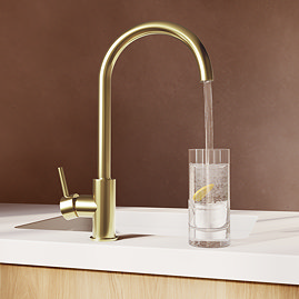 Bower Alberta Brushed Brass Kitchen Tap with Undersink Water Purifier - Filtered Cold Water