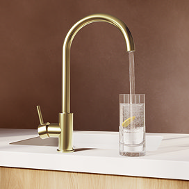 Bower Alberta Brushed Brass Kitchen Tap with Undersink Water Purifier - Filtered Cold Water