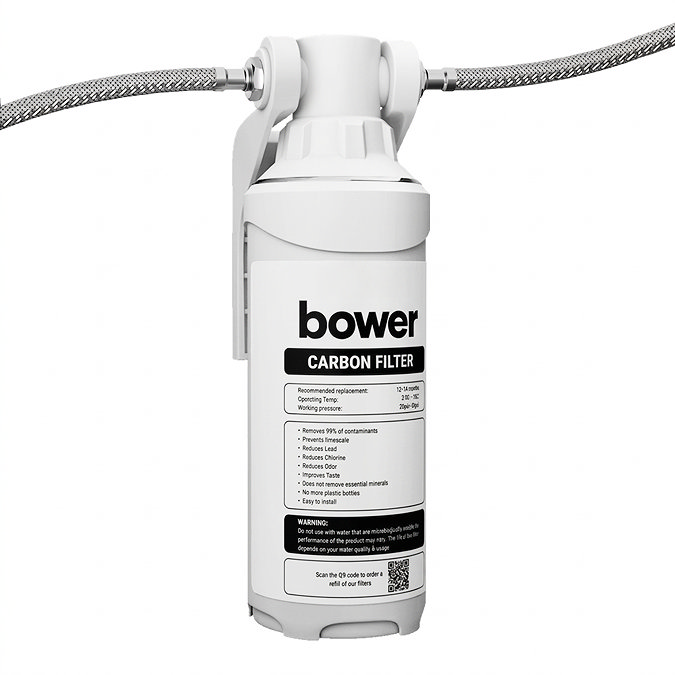 Bower Alberta Matt Black Kitchen Tap with Undersink Water Purifier - Filtered Cold Water