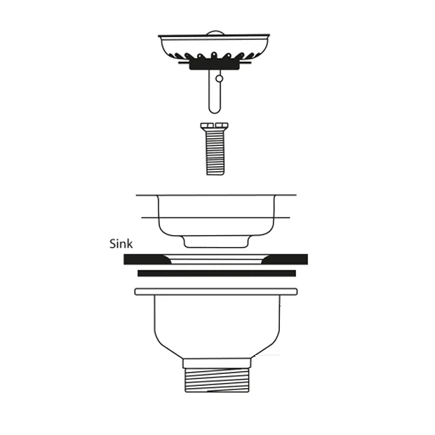 Bower Basket Strainer Kitchen Sink Waste Brushed Stainless Steel