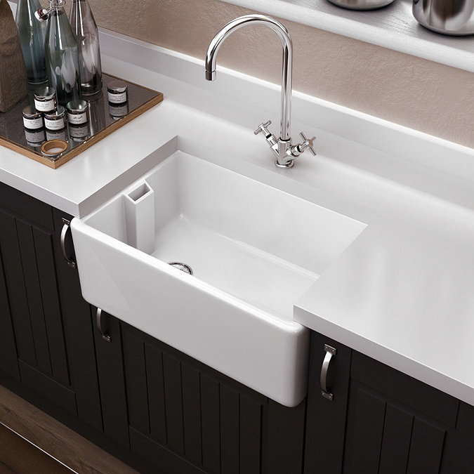 Bower Belfast White Ceramic Kitchen Sink - W595 x D455mm