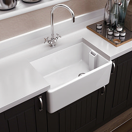Bower Belfast White Ceramic Kitchen Sink - W595 x D455mm
