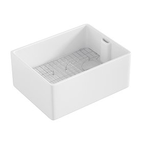 Bower Belfast White Ceramic Kitchen Sink with Drain Grid - W595 x D455mm