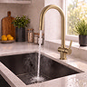 Bower Brushed Brass Single Lever Kitchen Tap with Pull Out Spray