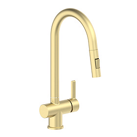 Bower Brushed Brass Single Lever Kitchen Tap with Pull Out Spray