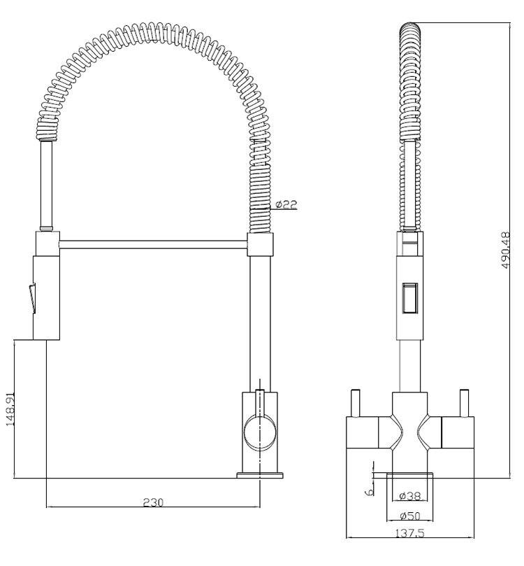 Bower Brushed Brass Twin Handle FlexiSpray Kitchen Tap