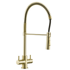 Bower Brushed Brass Twin Handle Flexi Spray Kitchen Tap
